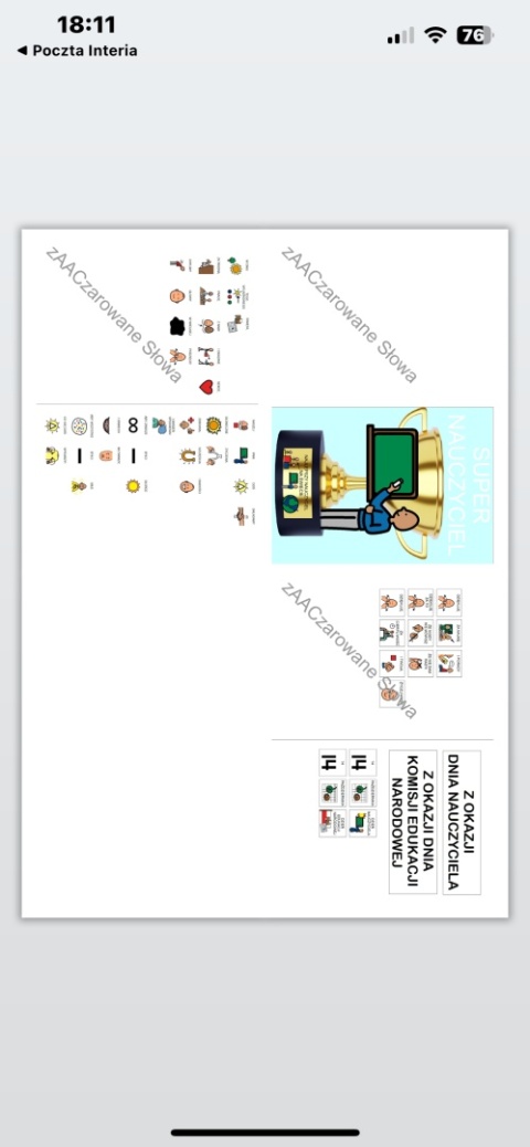 DZIEŃ NAUCZYCIELA- CAŁY PAKIET, SYMBOLE PCS, KARTY PRACY AAC