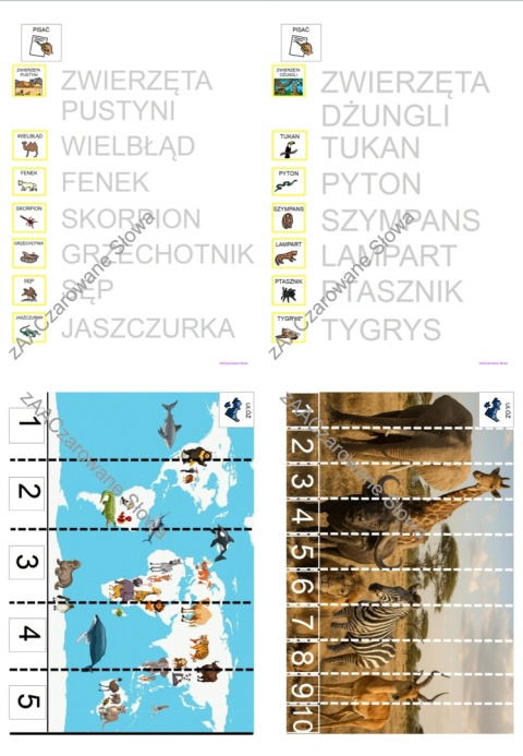 EGZOTYCZNE ZWIERZĘTA - CAŁY PAKIET AAC, KARTY PRACY, SYMBOLE PCS EGZOTYCZNE ZWIERZĘTA - CAŁY PAKIET AAC, KARTY PRACY, SYMBOLE PCS
