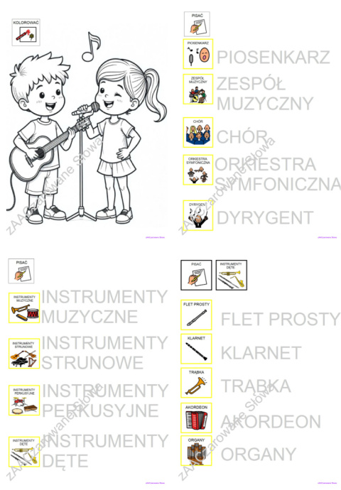 MUZYKA WOKÓŁ NAS - CAŁY PAKIET, KARTY PRACY AAC, SYMBOLE PCS MUZYKA WOKÓŁ NAS - CAŁY PAKIET, KARTY PRACY AAC, SYMBOLE PCS