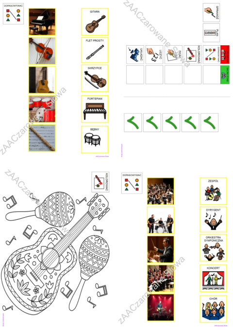 MUZYKA WOKÓŁ NAS - CAŁY PAKIET, KARTY PRACY AAC, SYMBOLE PCS MUZYKA WOKÓŁ NAS - CAŁY PAKIET, KARTY PRACY AAC, SYMBOLE PCS