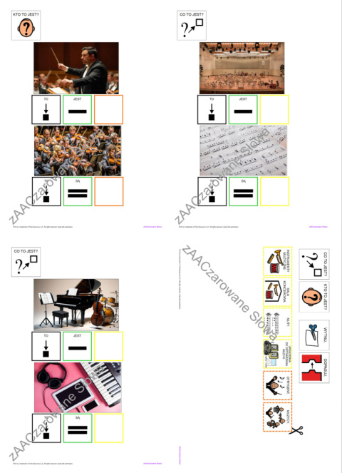 MUZYKA WOKÓŁ NAS - CAŁY PAKIET, KARTY PRACY AAC, SYMBOLE PCS MUZYKA WOKÓŁ NAS - CAŁY PAKIET, KARTY PRACY AAC, SYMBOLE PCS