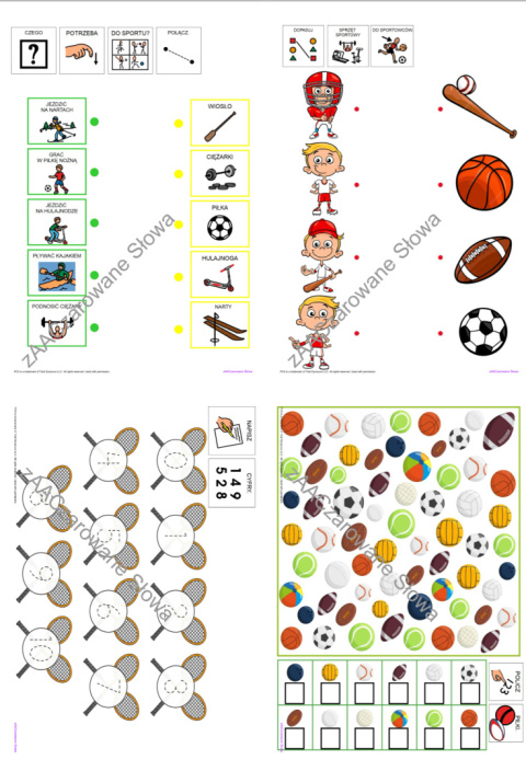 SPORT - CAŁY PAKIET, KARTY PRACY AAC, SYMBOLE PCS SPORT - CAŁY PAKIET, KARTY PRACY AAC, SYMBOLE PCS