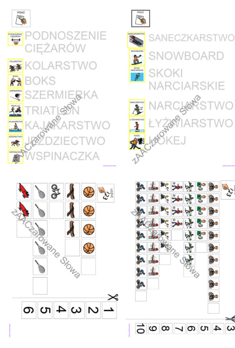 SPORT - CAŁY PAKIET, KARTY PRACY AAC, SYMBOLE PCS SPORT - CAŁY PAKIET, KARTY PRACY AAC, SYMBOLE PCS